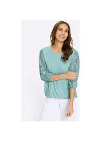 3/4-Arm-Shirt Lady "Spitzen-Shirt", Damen, Gr. 50, mint, 95% Viskose, 5% Elasthan, unifarben, Rundhals, Shirts 3/4-Arm-Shirt