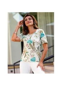 Kurzarmshirt Lady "Kurzarm-Shirt", Damen, Gr. 50, ecru, ros&eacute;, bedruckt, 95% Viskose, 5% Elasthan, gebl&uuml;mt, gemustert, mehrfarbig, Rundhals, Shirts