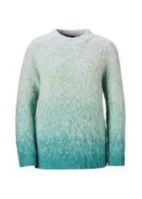 Strickpullover GOLDNER "Strickpullover", Damen, Gr. 50, blau (petrol, gemustert), Obermaterial: 60% Polyester PES. 30% Polyamid PA. 10% Wolle WO., Tubular, Pullover Strickpullover, Flauschiger Wollflor