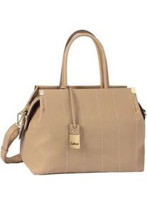 Shopper Gabor "Gela Stripe", Damen, Gr. B/H/T: 35cm x 24cm x 13,5cm, camel, Polyurethan, clean, gepflegt, unifarben, Taschen Shopper, feine Details mit dekorativen Handstichen und Logolasche