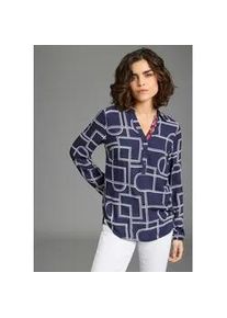 Longbluse Laura Scott, Damen, Gr. 34, marine gemustert, Web, Obermaterial: 100% Viskose, h&uuml;ftbedeckend, V-Ausschnitt, elastischer Bund, Blusen Longbluse, mit Kontrasttape - NEUE KOLLEKTION