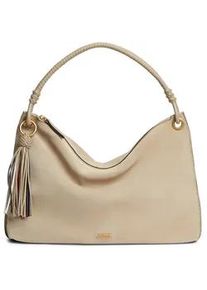 Schultertasche Tommy Hilfiger "TH STATEMENT LEATHER BAG SUEDE", Damen, Gr. B/H/T: 0cm x 0cm x 0cm, beige, Veloursleder, Taschen Schultertasche, Damen Tragetasche, Handtasche mit modischen Quasten