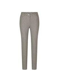 Stoffhose GOLDNER "Slim Fit Printhose mit hohem Bund", Damen, Gr. 44, N-Gr, beige (beige, schwarz, gemustert), Obermaterial: 89% Polyester PES. 11% Elasthan EL., Hosen Stoffhose