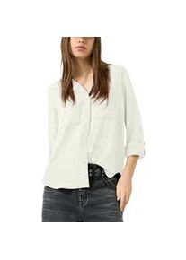 Langarmbluse QS, Damen, Gr. 40, wei&szlig;, Web, Obermaterial: 100% Polyester, unifarben, tailliert h&uuml;ftbedeckend, V-Ausschnitt, mit Knopf krempelbar,mit Kn&ouml;pfen, Blusen, mit Knopfleiste und Brusttaschen