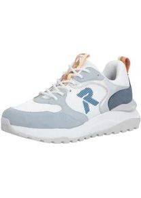 Keilsneaker Rieker SPORT, Damen, Gr. 41, wei&szlig;, hellblau, Synthetik, Textil, Veloursleder, Schuhe, Schn&uuml;rschuh, Freizeitsneaker, Halbschuh mit gepolstertem Schaftrand