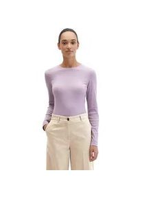 Marc O'Polo Langarmshirt MARC O'POLO "aus Rippjersey", Damen, Gr. L, dusty lavender, Obermaterial: 64% Lyocell, 31% Baumwolle, 5% Elasthan, unifarben, Basic, slim fit, Rundhals, Shirts Langarmshirt