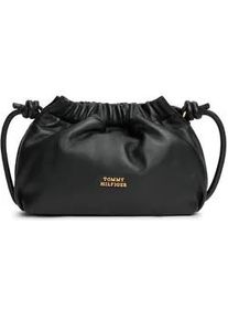 Umh&auml;ngetasche Tommy Hilfiger "TH SOFT LEATHER CROSSOVER", Damen, Gr. B/H/T: 20cm x 15cm x 7cm, schwarz, Leder, unifarben, Taschen Umh&auml;ngetasche, Damen Schultertasche, Handtasche mit Zugband und Kordel