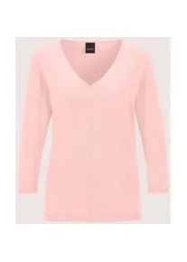 Madeleine Mode Longpullover MADELEINE "Strickpullover Schlichter Baumwollpullover mit V-Ausschnitt", Damen, Gr. 36/38, rosa (puderros&eacute;), Obermaterial: 100% Baumwolle CO., Modern, normal, Pullover Longpullover