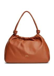 Hobo Tommy Hilfiger "TH SOFT LEATHER HOBO", Damen, Gr. B/H/T: 38cm x 29cm x 12cm, cognac, Leder, Taschen Hobo, Damen Handtasche, Schultertasche, Umh&auml;ngetasche mit goldfarbenem Logo