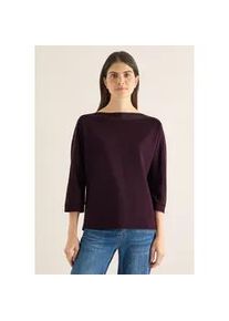 3/4-Arm-Shirt Cecil, Damen, Gr. S (38), eggplant rot, Web, 48% Baumwolle, 48% Modal, 4% Elasthan, unifarben, normal normal, U-Boot-Ausschnitt, B&uuml;ndchen, Shirts 3/4-Arm-Shirt, mit U-Boot-Ausschnitt