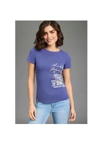 T-Shirt Kangaroos, Damen, Gr. 48/50, blau, Rippware, Obermaterial: 100% Baumwolle, Basic h&uuml;ftlang, Rundhals, Shirts T-Shirt, im Basic-Look mit Print