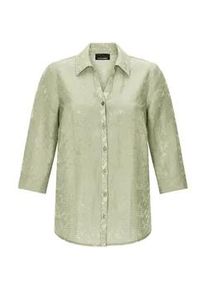 Hemdbluse GOLDNER "Viskosebluse mit filigranem Muster", Damen, Gr. 54, gr&uuml;n (salbei), Obermaterial: 78% Viskose CV. 22% Polyamid PA., figurumspielend, Blusen Hemdbluse, Ausbrenner zweifarbig