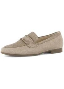 Slipper Gabor "FLORENZ", Damen, Gr. 40, beige, natur, Veloursleder, Schuhe Slipper, Blockabsatz, Schlupfschuh, Businessschuh mit Zierriegel, G-Weite
