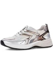 Keilsneaker Gabor "DAVOS", Damen, Gr. 39, silberfarben, goldfarben, braun, Glattleder, Textil, metallic, Schuhe, Freizeitschuh, Halbschuh, Schn&uuml;rer in Komfortweite H (= sehr weit)