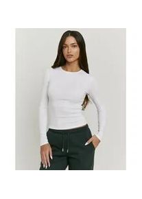 Langarmshirt Tally Weijl "STSCOBELGI", Damen, Gr. M, wei&szlig;, Jersey, Obermaterial: 100% Baumwolle, unifarben, figurbetont normal, Rundhals, Shirts Langarmshirt, Baumwollmischung, Basic Longsleeve mit Rundhals-Ausschnitt