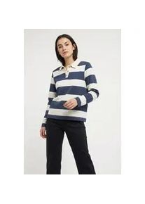 Langarm-Poloshirt soyaconcept "SC-BARNI 48", Damen, Gr. XL, navy combi, Jersey, Obermaterial: 48% Modal, 48% Polyester, 4% Elasthan, geringelt, gestreift, regular fit normal, Rundhals, Shirts