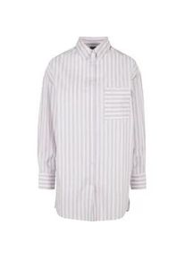 Blusenshirt Urban Classics "Urban Classics Damen Ladies Oversized Stripe Shirt", Damen, Gr. S, wei&szlig;, lila, 69% Baumwolle, 29% Polyester, 2% Elasthan, gestreift, oversize, amerikanischer Ausschnitt, Shirts Blusenshirt