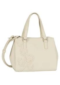 Shopper Gabor "Jovita", Damen, Gr. B/H/T: 30cm x 20cm x 14cm, sanftes wei&szlig;, Polyurethan, bestickt, clean, unifarben, Taschen Shopper, mit verspielten 3D-Bl&uuml;ten auf weich genarbtem Lederimitat