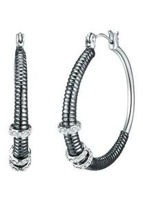 Lulu & Jane Paar Creolen LULU & JANE "Set: LJ193", silber, wei&szlig;, Ohrringe, Damen, 35,9mm,mit Steinen, Metall-Legierung