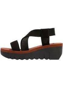Keilsandalette Fly London "Fly London Sandalen Leder/Textil", Damen, Gr. 39, schwarz (schwarz, braun), Leder, Textil, Schuhe