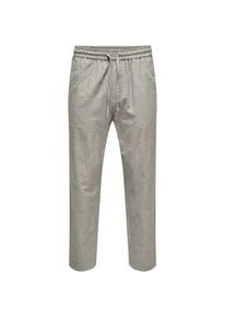 Only & Sons Stoffhose ONLY & SONS "ONSLINUS CROP 0007 COT LIN PNT NOOS", Herren, Gr. M, N-Gr, bungee cord detail:two tone (wei&szlig;), Web, Obermaterial: 75% Baumwolle, 25% Leinen, unifarben, slim fit kn&ouml;chellang, Hosen Stoffhose, mit Leinen