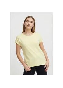 Rundhalsshirt Vila "VIDREAMERS NEW PURE T-SHIRT/SU-NOOS", Damen, Gr. XL, pastel gelb, Jersey, Obermaterial: 50% Baumwolle, 50% Polyester, unifarben, regular fit normal, Rundhals, Shirts Rundhalsshirt, Basic Damen-T-Shirt mit Rundhalsausschnitt und umgeschlagenen &Auml;rmeln