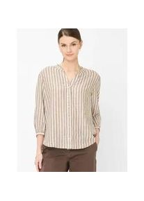 Klassische Bluse Brax "Style VIOLET", Damen, Gr. 46, hellbraun, Web, 55% Leinen, 44% Viskose, 1% Metallfaser, Blusen Bluse