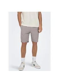 Only & Sons Shorts ONLY & SONS "ONSLINUS 0007 COT LIN SHORTS NOOS", Herren, Gr. XL, N-Gr, bungee cord detail:two tone (wei&szlig;), Web, Obermaterial: 75% Baumwolle, 25% Leinen, unifarben, loose fit kniefrei, Hosen Shorts