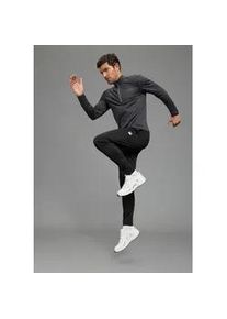 Funktionsshirt OCEAN SPORTSWEAR "atmungsaktiv, quick dry", Herren, Gr. 4XL (68/70), dunkelgrau melange, Jersey, Obermaterial: 92% Polyester, 8% Elasthan, meliert, schmal, hoch geschlossener Ausschnitt, eingefasste Kante mit Gummizug, Shirts Funktionsshirt, schmale Passform, Langarm, mit Rei&szlig;verschluss am Ausschnitt