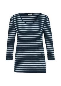 3/4-Arm-Shirt GOLDNER "Kurzgr&ouml;&szlig;e Buntgewirktes Ringelshirt", Damen, Gr. 21, blau (marine, wei&szlig;, geringelt), Obermaterial: 95% Baumwolle CO. 5% Elasthan EL., normal, Tubular, Shirts 3/4-Arm-Shirt, Garngef&auml;rbte und dadurch farbbest&auml;ndige Ringel