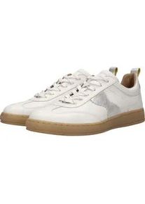 Sneaker Salamander, Damen, Gr. 38, wei&szlig;, beige, silberfarben, Leder, Schuhe Sneaker, Retro Schn&uuml;rschuh, Halbschuh, Freizeitsneaker mit Wechselfu&szlig;bett