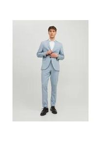 Jack & Jones Anzug JACK & JONES "JPRFRANCO Extra schmal, pflegeleicht, stilvoll mit fallendem Revers", Herren, Gr. 50, N-Gr, ashley blau, Web, Obermaterial: 78% Polyester, 17% Viskose, 5% Elasthan, unifarben, slim fit, Anz&uuml;ge, Materialmix, slim fit