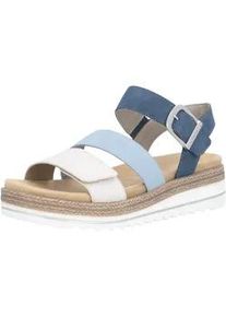 Keilsandalette Remonte, Damen, Gr. 44, blau, sanftes wei&szlig;, Lederimitat, Schuhe, Keilabsatz, Sommerschuh, Sandale in veganer Verarbeitung