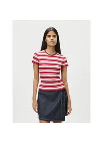 T-Shirt LEGER "Danielle, LeGer by Lena Gercke", Damen, Gr. 36, rot gestreift, Rippware, Obermaterial: 75% Viskose, 25% Polyester, geringelt, Rundhals, Shirts T-Shirt, schmale Passform, mehrfarbig geringelt