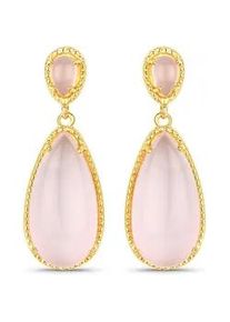 Paar Ohrh&auml;nger Rafaela Donata "Set: K41", gelbgold, rosa, Ohrringe, Damen, 33,mit Steinen, Glas, aus Sterling Silber