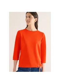 3/4-Arm-Shirt Cecil, Damen, Gr. S (38), cherry tomato orange, Jersey, Obermaterial: 48% Polyester, 48% Viskose, 4% Elasthan, unifarben, bequem h&uuml;ftlang, U-Boot-Ausschnitt, breiter Bund, Shirts 3/4-Arm-Shirt, mit Kordelzug am Saum