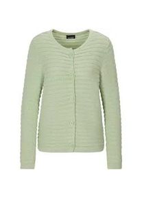 Strickjacke GOLDNER "Kurzgr&ouml;&szlig;e Ajourjacke in Querrippen-Optik", Damen, Gr. 25, gr&uuml;n (salbei), Obermaterial: 100% Baumwolle CO., Strickjacken Strickjacke, modischer Strukturstrick