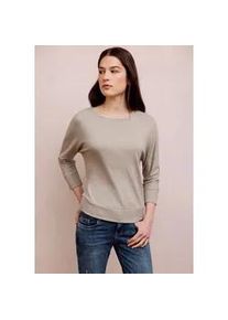Langarmshirt STREET ONE STUDIO, Damen, Gr. 42, buffed beige meliert, Stoff, 83% Viskose, 17% Polyester, unifarben, normal normal, U-Boot-Ausschnitt, Rippb&uuml;ndchen, Shirts Langarmshirt, mit U-Boot-Ausschnitt