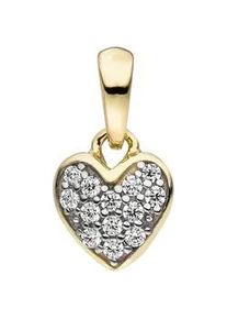 Herzanh&auml;nger Jobo "Anh&auml;nger Herz 8,3 mm", gelbgold 375, wei&szlig;, Schmuckanh&auml;nger, M&auml;dchen, Gelbgold 375, 9 Karat 375 Gold bicolor mit Zirkonia