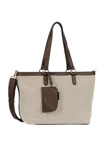 Shopper Gabor "Sibylla", Damen, Gr. B/H/T: 42cm x 26cm x 13cm, mixed braun, Canvas, Lederimitat, Leinenoptik, gepflegt, mehrfarbig, unifarben mit Farbeinsatz, Taschen Shopper, Damen Umh&auml;ngetasche mit gl&auml;nzende Metalldetails & Gurtband