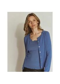 Strickjacke rosemunde "Laica cardigan", Damen, Gr. L, jeansblau, Strick, Obermaterial: 70% Wolle, 30% Kaschmir, unifarben, regular fit h&uuml;ftlang, Rundhals, Raglan&auml;rmel Rippstrickb&uuml;ndchen, Strickjacken Strickjacke, mit Rundhalsausschnitt, Woll-Kaschmir-Mix