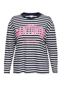Langarmshirt Only CARMAKOMA "CARSARAH LIFE L/S O-NECK BLOUSE JRS", Damen, Gr. L, navy blazer stripes:cloud dancer, Jersey, Obermaterial: 100% Baumwolle, gestreift, regular fit normal, gerader Abschluss, Shirts Langarmshirt