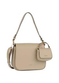 Umh&auml;ngetasche Gabor "Devika", Damen, Gr. B/H/T: 24,5cm x 19cm x 8,5cm, beige, Polyurethan, clean, gepflegt, unifarben, Taschen Umh&auml;ngetasche, runde Formen sowie dekorative Seitenakzente mit Mini-Taschenanh&auml;nger