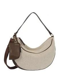 Hobo Gabor "Sibylla", Damen, Gr. B/H/T: 37cm x 27cm x 10cm, mixed braun, Lederimitat, Materialmix, Leinenoptik, gepflegt, mehrfarbig, unifarben mit Farbeinsatz, Taschen Hobo, aus Canvas mit edlem Lederimitat, gl&auml;nzende Metalldetails & Gurtband