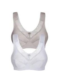 Entlastungs-BH SuSa "2er Pack Entlastungs BH ohne B&uuml;gel Basic", Damen, Gr. 95, Cup B, bunt (frosty lavender wei&szlig;), Obermaterial: 55% Polyamid PA. 39% Baumwolle CO. 6% Elasthan EL., BHs Entlastungs-BH