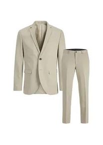 Jack & Jones Anzug JACK & JONES "JPRFRANCO Extra schmal, pflegeleicht, stilvoll mit fallendem Revers", Herren, Gr. 54, N-Gr, aluminum, Web, Obermaterial: 78% Polyester, 17% Viskose, 5% Elasthan, unifarben, slim fit, Anz&uuml;ge, Materialmix, slim fit