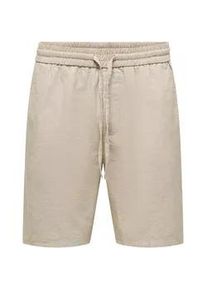 Only & Sons Shorts ONLY & SONS "ONSLINUS 0007 COT LIN SHORTS NOOS", Herren, Gr. L, N-Gr, coriander detail:two tone (wei&szlig;), Web, Obermaterial: 75% Baumwolle, 25% Leinen, unifarben, loose fit kniefrei, Hosen Shorts