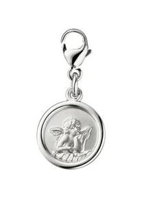 Charm Engel Jobo "Runder Schutzengel 23,8 mm", silber 925, Charms, Damen, Silber 925 (Sterlingsilber), 925 Silber rhodiniert und teilmattiert
