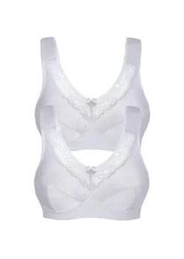 Entlastungs-BH SuSa "2er Pack Entlastungs BH ohne B&uuml;gel Basic", Damen, Gr. 95, Cup B, wei&szlig; (wei&szlig; wei&szlig;), Obermaterial: 55% Polyamid PA. 39% Baumwolle CO. 6% Elasthan EL., BHs Entlastungs-BH