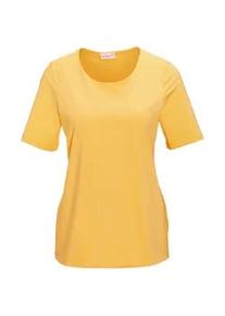 Langarm-Poloshirt GOLDNER "Kurzgr&ouml;&szlig;e Gepflegtes Shirt in formstabiler Ware", Damen, Gr. 21, gelb (zitronengelb), Obermaterial: 82% Polyester PES. 18% Elasthan EL., Shirts, Ohne